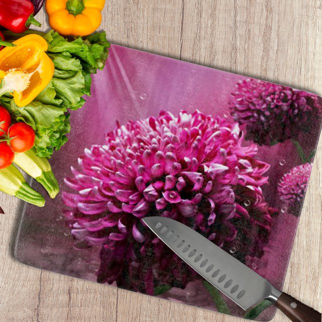 Planche À Découper Fleurs Dahlia (Decorative Flower Photo Cutting Board by Looly Elzayat
)