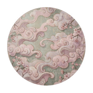 Planche À Découper Fleurs de cerisier roses élégantes Art nouveau vol