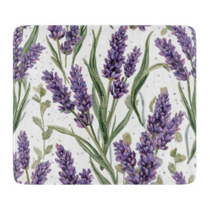 Planche À Découper Fleurs de Lavande Violette Aquarelle Botanique