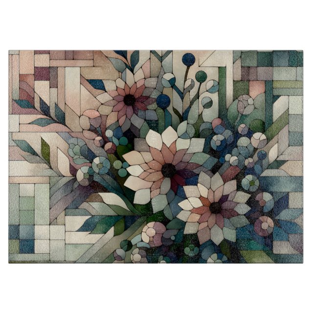 Planche À Découper Fleurs de mosaïque moderne (Devant)