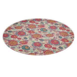 Planche À Découper Fleurs de pivoine et motif feuille