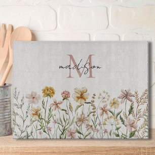 Planche À Découper Fleurs de Prairie de Fleuriste Aquarelle Monogramm