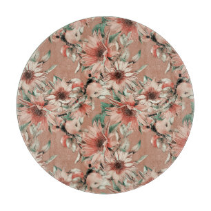 Planche À Découper Fleurs de soleil, pommes : motif d'aquarelle d'aut