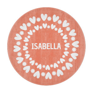 Planche À Découper Fleurs Et Coeurs Nom