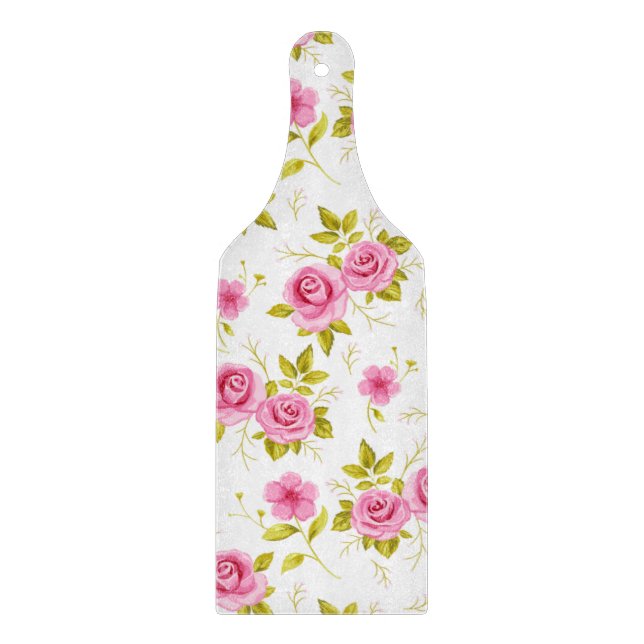 Planche À Découper Fleurs florales romantiques Rose Motif rose blanc (Devant)