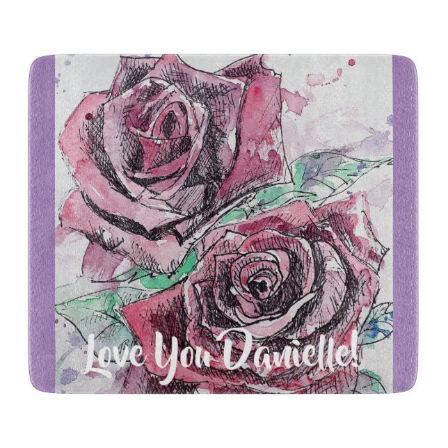 Planche À Découper Fleurs florales Roses rouges Art Glass Chaussure (Devant)