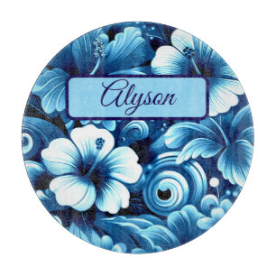 Planche À Découper Fleurs Hawaïennes Tropicales Hibiscus Personnalisé