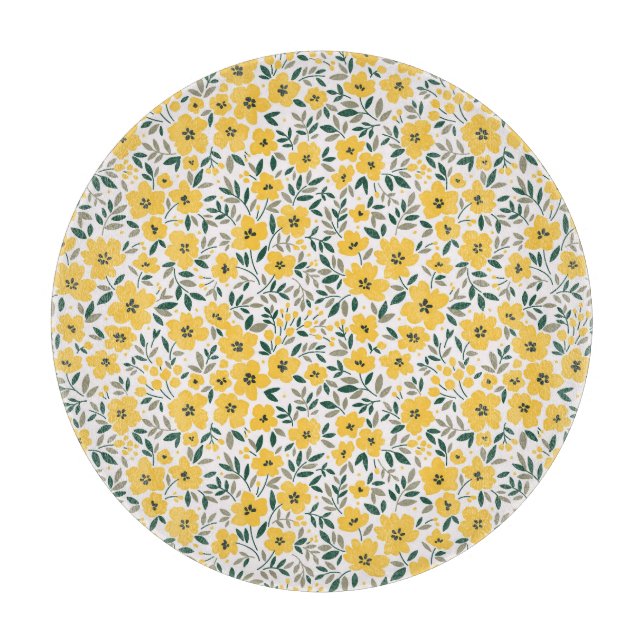 Planche À Découper Fleurs jaunes : moderne floral sans soudure. (Devant)