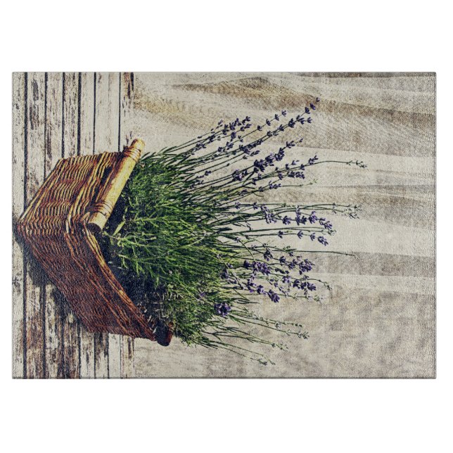 Planche À Découper fleurs parfumées de lavande dans un panier (Devant)