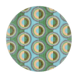 Planche À Découper Fleurs pliées : motif rétro bleu-vert.