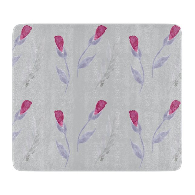 Planche À Découper Fleurs rose gris (Devant)