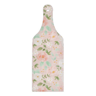 Planche À Découper Fleurs Roses d'aquarelle en rose et en rose