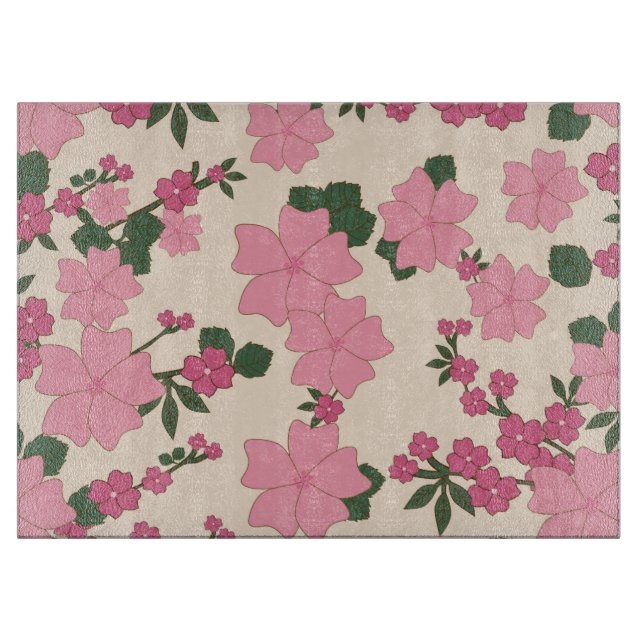 Planche À Découper Fleurs Roses, Motif Floral, Motif De Fleurs (Devant)