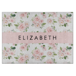 Planche À Découper Fleurs roses, Roses, Fleurs Aquarelles, Votre Nom