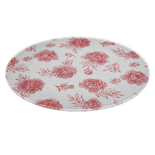 Planche À Découper Fleurs Rouges Chic  