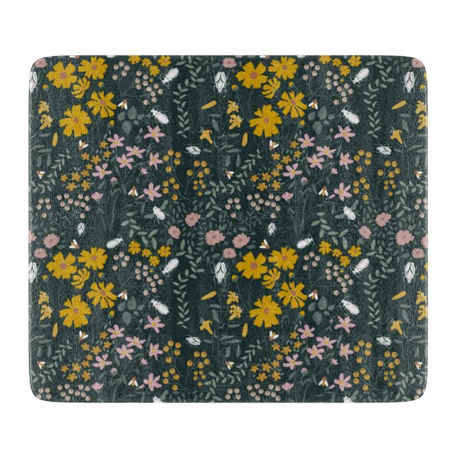 Planche À Découper Fleurs sauvages bohémiens de la moutarde (Devant)