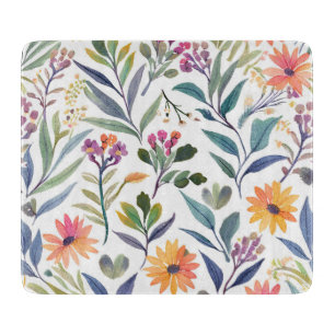 Planche À Découper Fleurs sauvages colorées   Aquarelle florale magni
