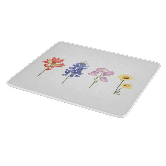 Planche À Découper Fleurs sauvages du Texas - Pinceau indien, Bluebon (Coin)
