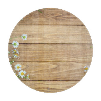 Planche À Découper Fleurs sauvages, herbes : arrière - plan en bois.