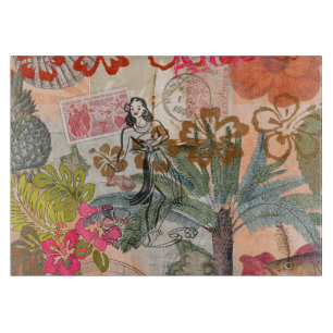 Planche À Découper Fleurs Vintage Hula Coloré Hawaïen Tropical