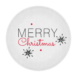 Planche À Découper Flocon de neige de Noël noir et rouge