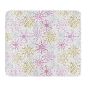 Planche À Découper Flocon de neige rose étincelant