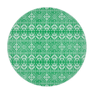 Planche À Découper Flocon de neige vert et île fériée florale de Noël