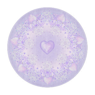 Planche À Découper flocon de neige violet clair et coeur étincelant