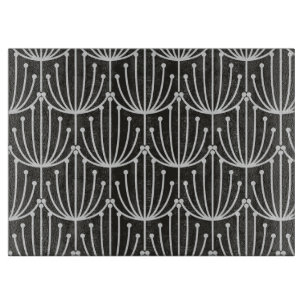 Planche À Découper Floral Abstrait vintage en Motif noir et blanc