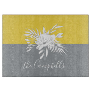 Planche À Découper Floral blanc moderne sur colorbloc Personnalisé