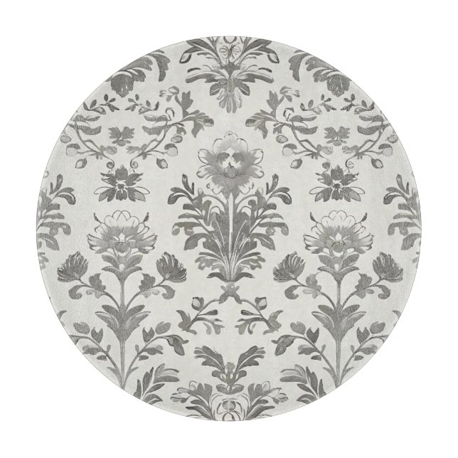 Planche À Découper Floral Damas victorien blanc Vintage (Devant)