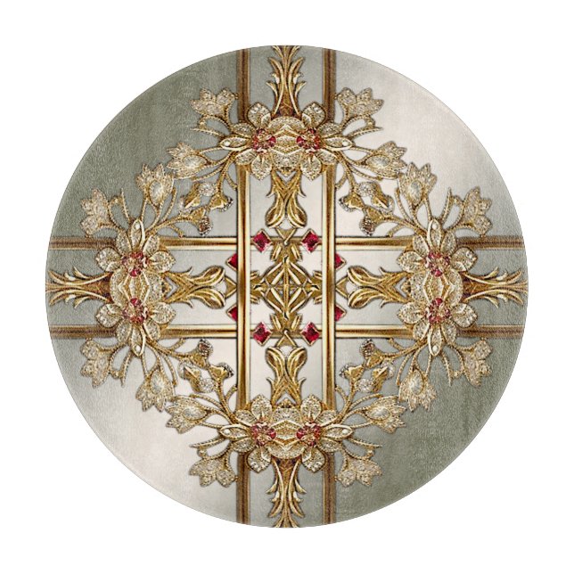 Planche à découper Floral Orné Or (Devant)