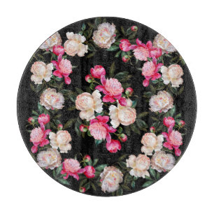 Planche À Découper Floral Peonies Aquarelle Peinture Arrière - plan