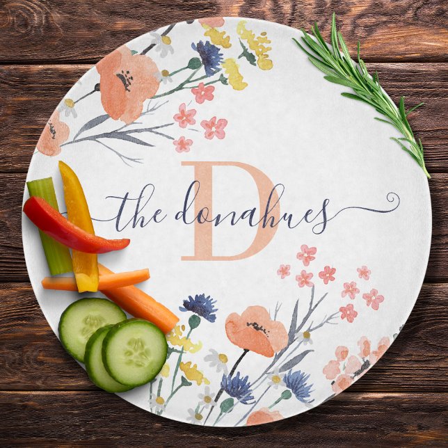 Planche à découper florale aquarelle monogrammée (Créateur téléchargé)