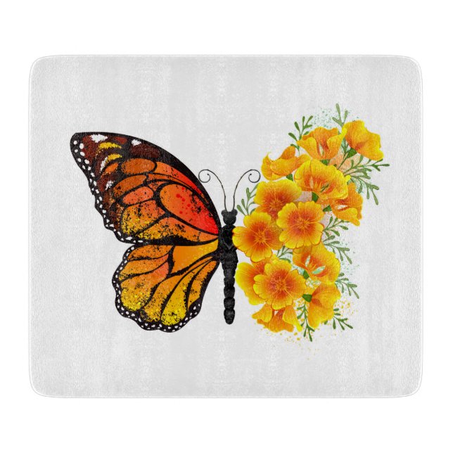 Planche À Découper Flower Butterfly with Yellow California Poppy (Devant)