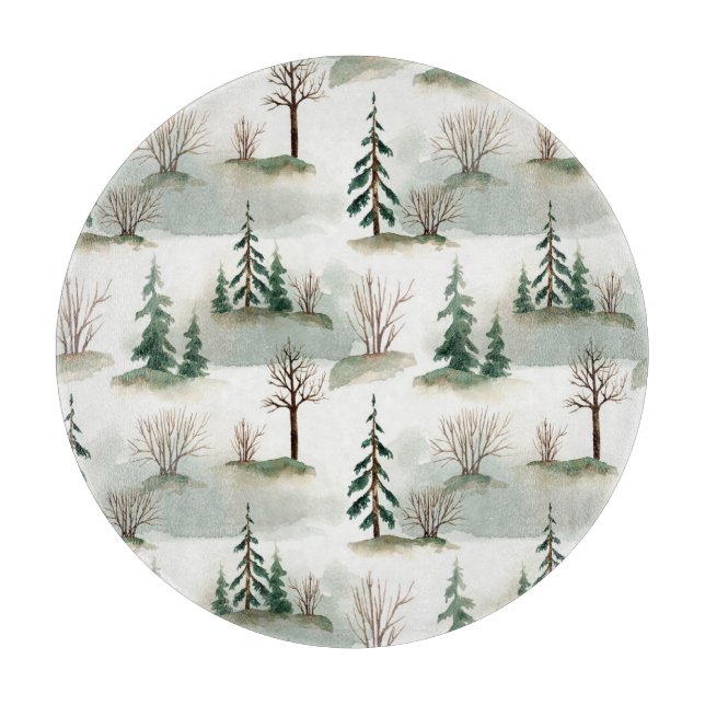 Planche À Découper Forêt d'hiver : Flou vert à main (Devant)