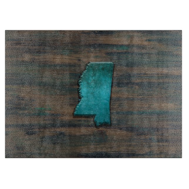Planche À Découper Forme d'état du Mississippi Turquoise (Devant)