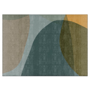 Planche À Découper Formes géométriques Abstraites Boho bleu et jaune