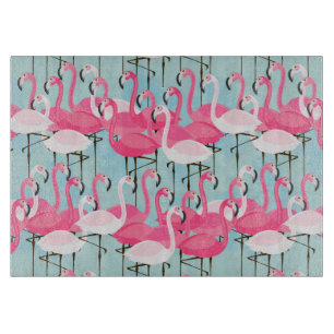Planche À Découper Foule rose et blanche des Flamants roses