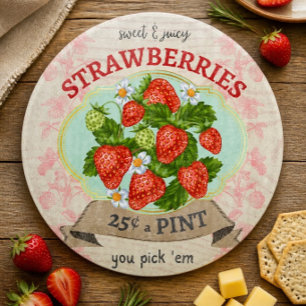 Planche À Découper Fraisier Rond Inspiré de l'Antique