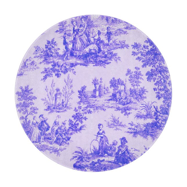Planche À Découper Française toile de jouy bleu et blanc élégant (Devant)