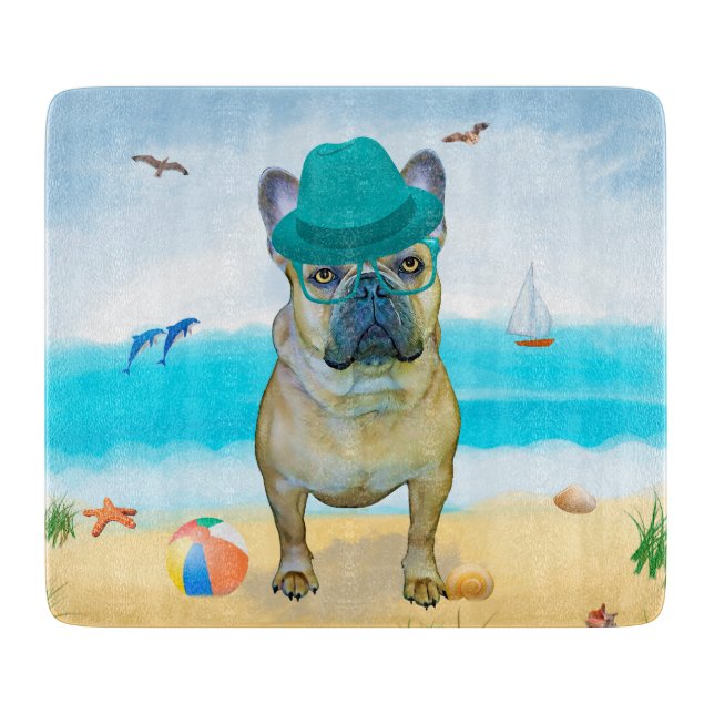 Planche À Découper French Bulldog sur la plage (Devant)