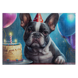 Planche À Découper Frenchie Birthday Bash : Un mignon Bulldog françai