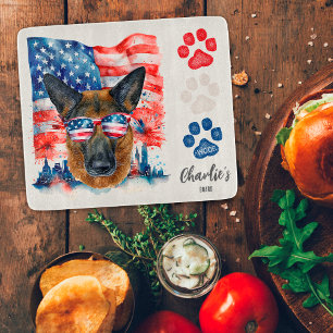 Planche À Découper Friandise drôle rouge blanc et bleu pour chien ber