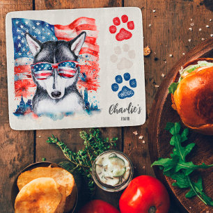 Planche À Découper Friandise drôle rouge blanc et bleu pour chien Hus