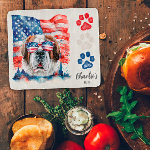 Planche À Découper Friandise drôle rouge blanc et bleu pour chien Sai