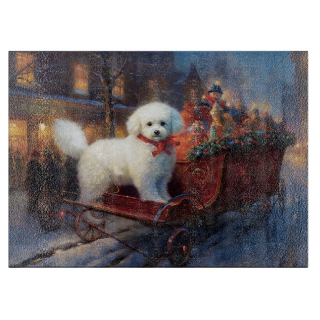 Planche À Découper Frise de Bichon Frise Festin de Noël (Devant)