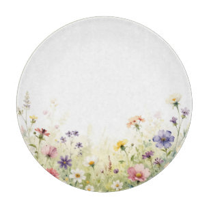 Planche À Découper Frontière florale pastel de prairie de fleurs sauv