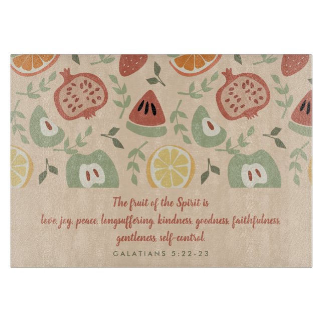 Planche À Découper Fruit de l'Esprit Écriture Abstraite (Devant)