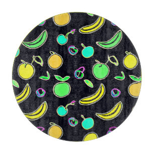 Planche À Découper Fruits Colorés Expressifs Oeuvres D'Art Néon